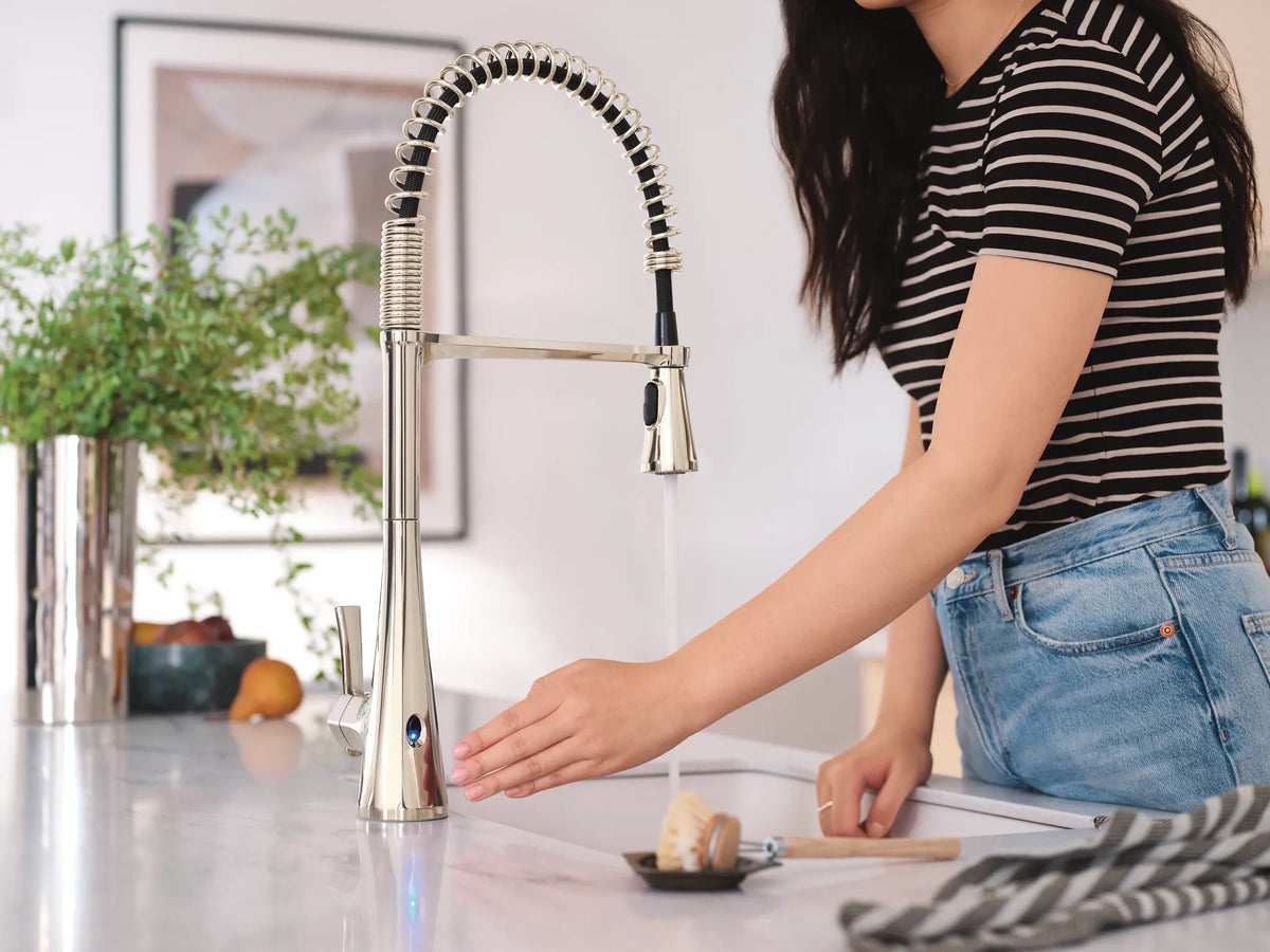 MOEN S5235EWNL Sinema Motionsense Wave One-Handle Pre-Rinse Spring Touchless Kitchen Faucet - Polished Nickel
