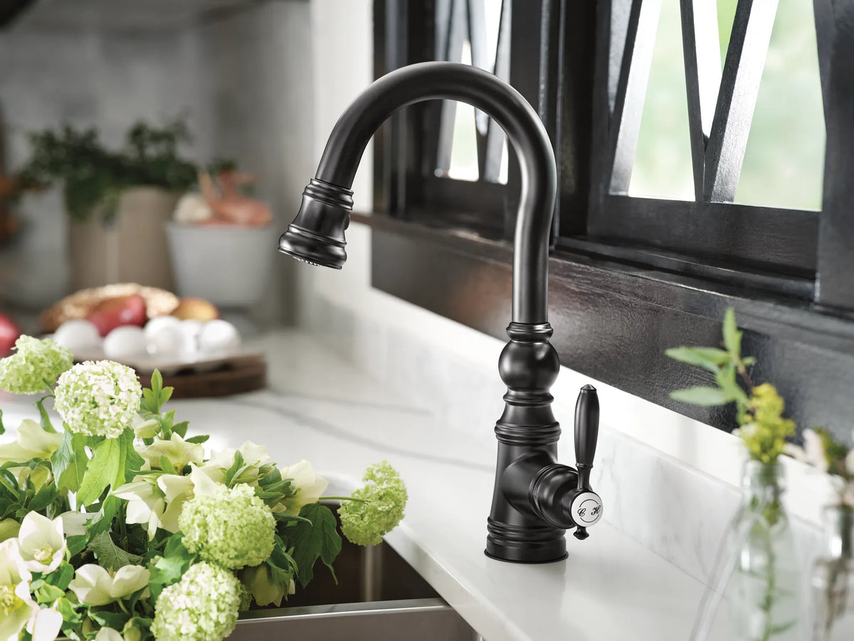 MOEN S53004BL Weymouth One-Handle Pulldown Bar Faucet - Matte Black