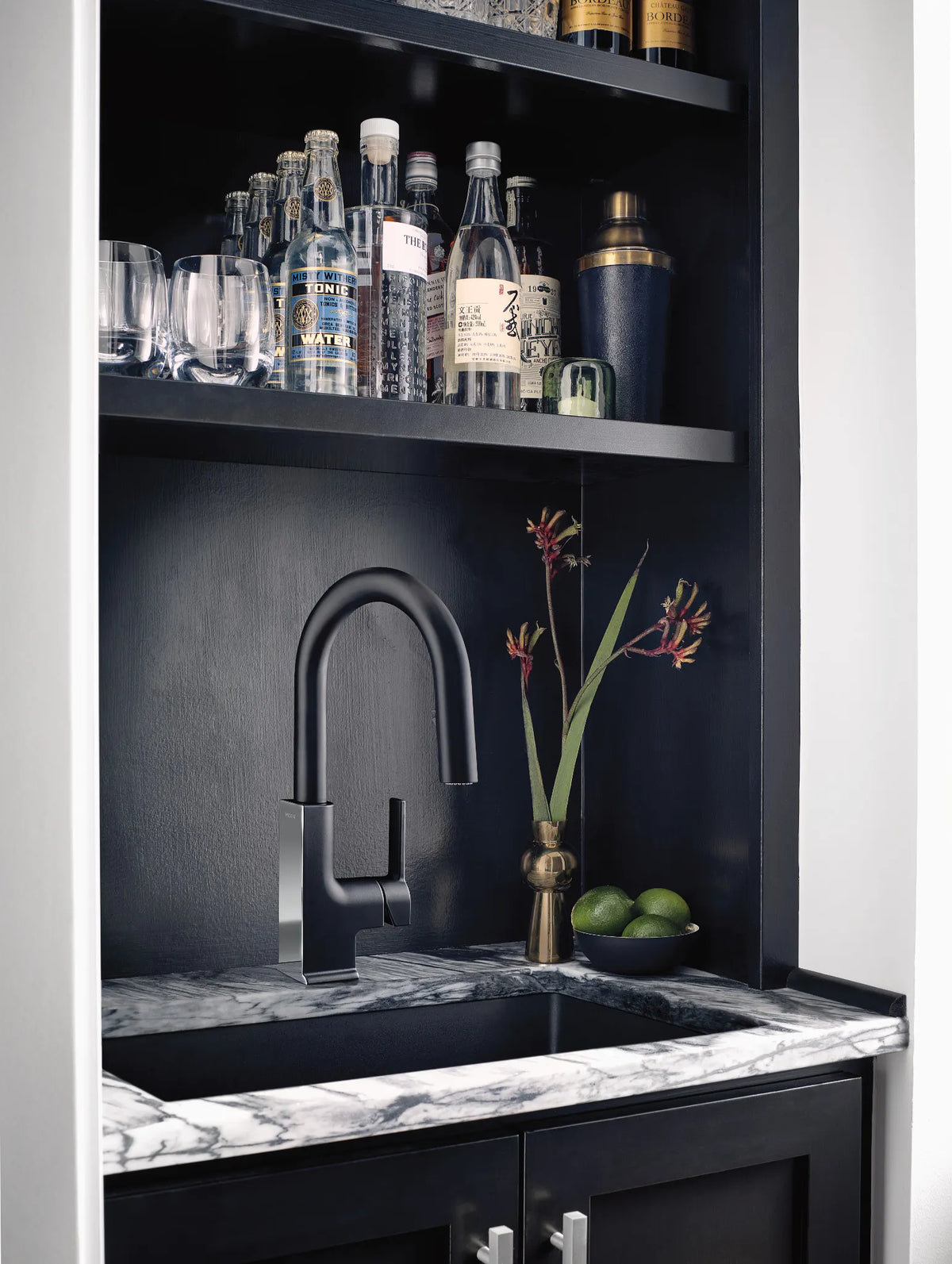 MOEN S62308BLC Sto One-Handle Pulldown Bar Faucet - Matte Black/Chrome