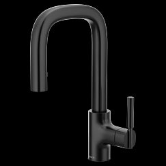 MOEN S64001BL Tenon Matte black one-handle pulldown bar faucet, Matte Black