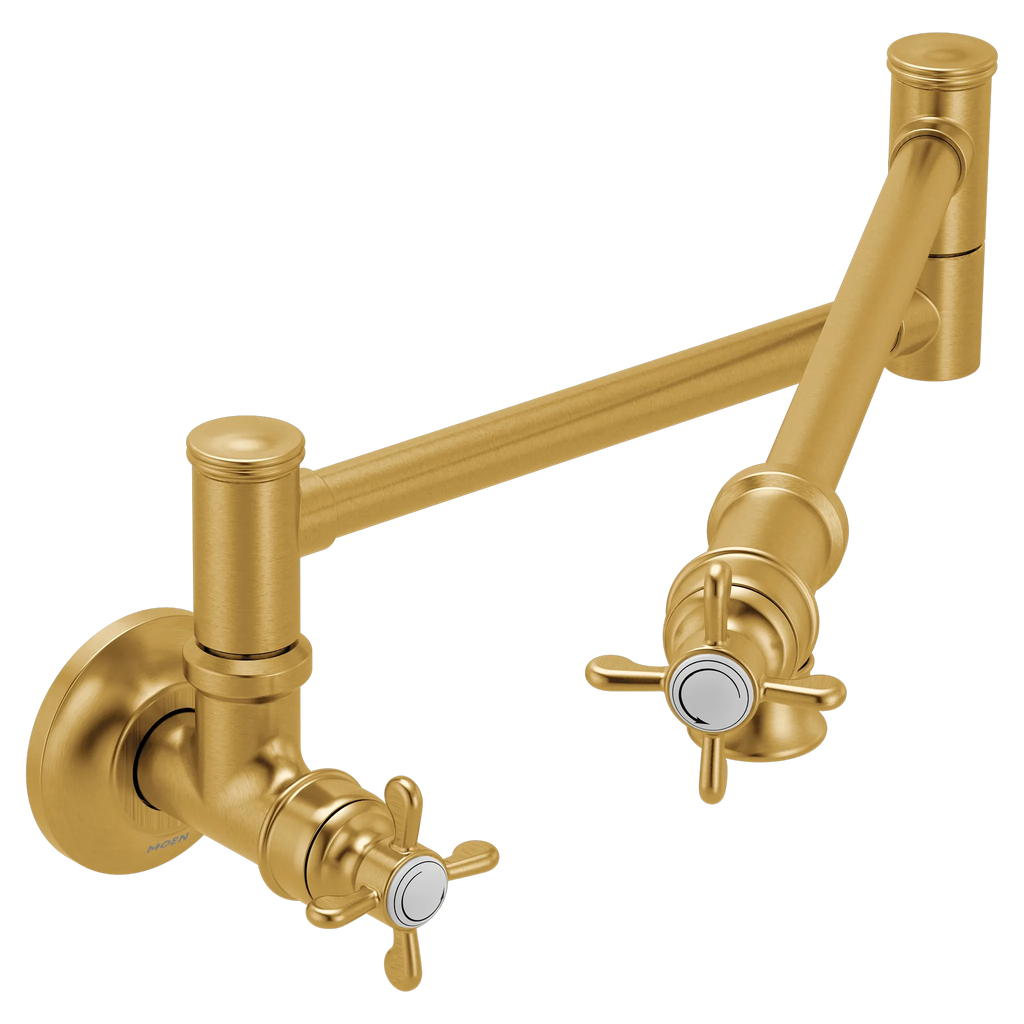 MOEN S6641BG Weymouth Traditional Wall Mount Swing Arm Pot Filler - Brushed Gold