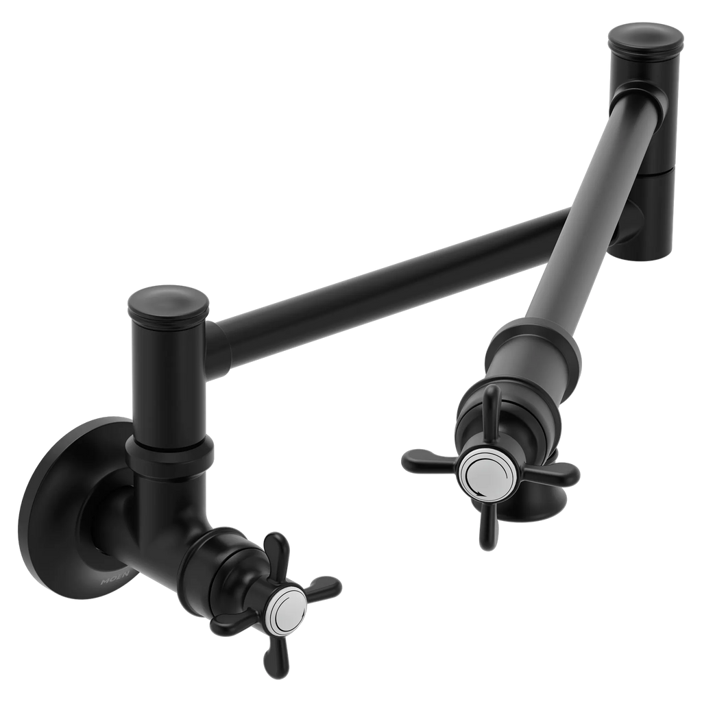 MOEN S6641BL Weymouth Traditional Wall Mount Swing Arm Pot Filler - Matte Black