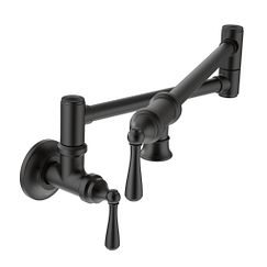 MOEN S664BL Traditional Pot Filler  Two-Handle Kitchen Faucet In Matte Black