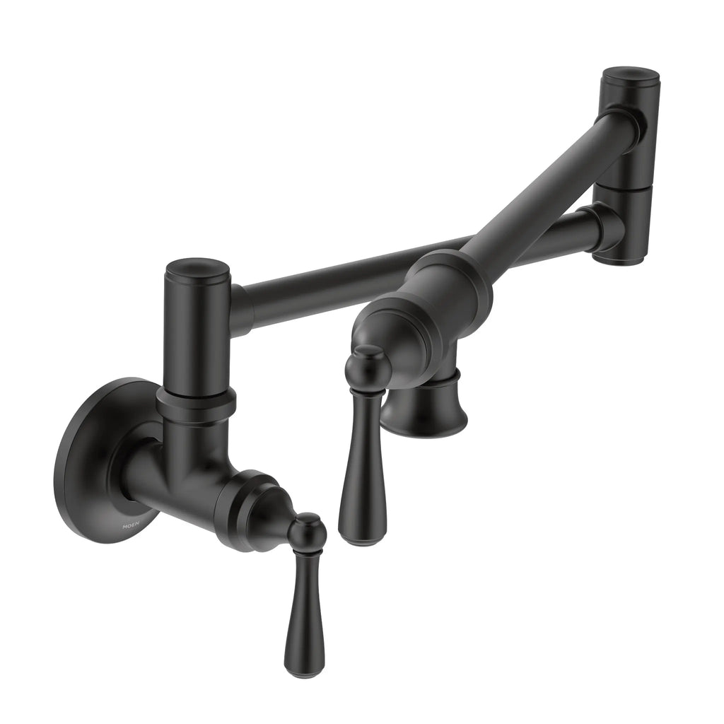 MOEN S664BL Traditional Pot Filler Traditional Wall Mount Swing Arm Pot Filler - Matte Black
