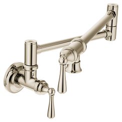 MOEN S664NL Traditional Pot Filler  Two-Handle Kitchen Faucet In Polished Nickel