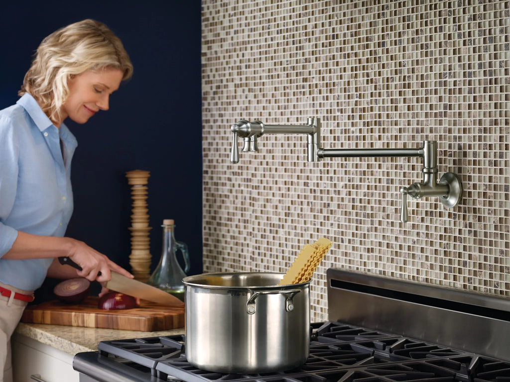 MOEN S664SRS Traditional Pot Filler Traditional Wall Mount Swing Arm Pot Filler - Spot Resist Stainless