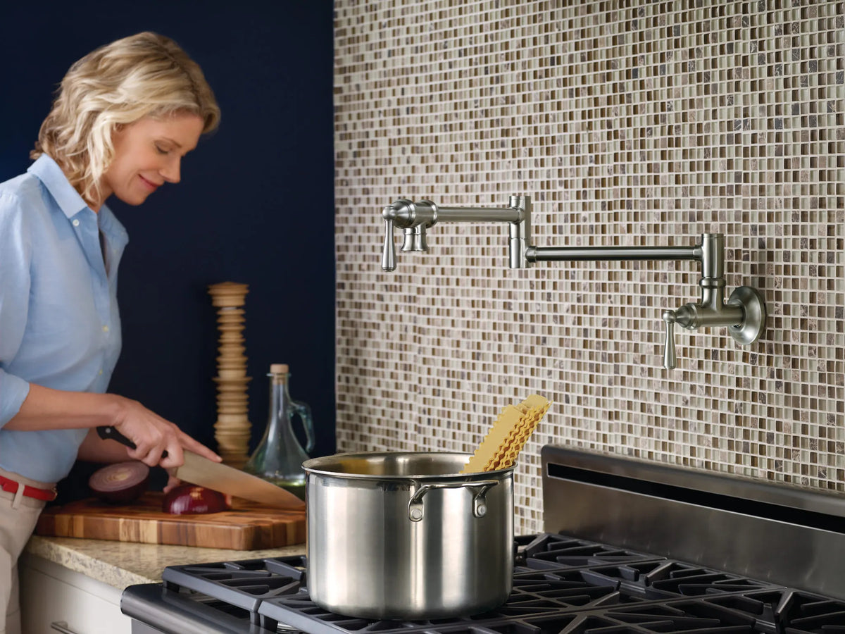 MOEN S664SRS Traditional Pot Filler Traditional Wall Mount Swing Arm Pot Filler - Spot Resist Stainless
