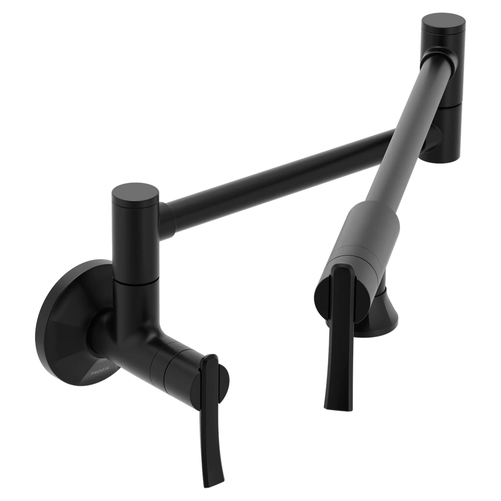 MOEN S6651BL Sinema Modern Wall Mount Swing Arm Pot Filler - Matte Black