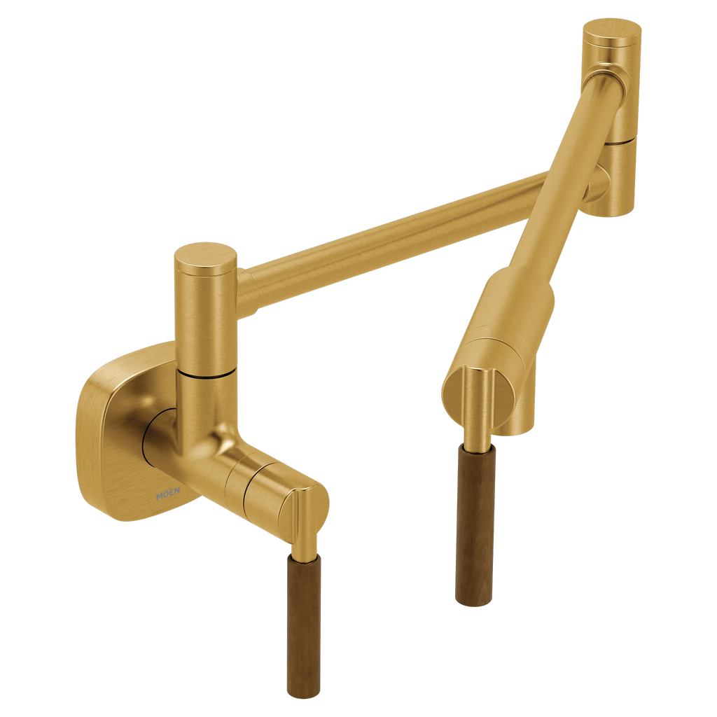 MOEN S6652BG Tenon Modern Wall Mount Swing Arm Pot Filler - Brushed Gold