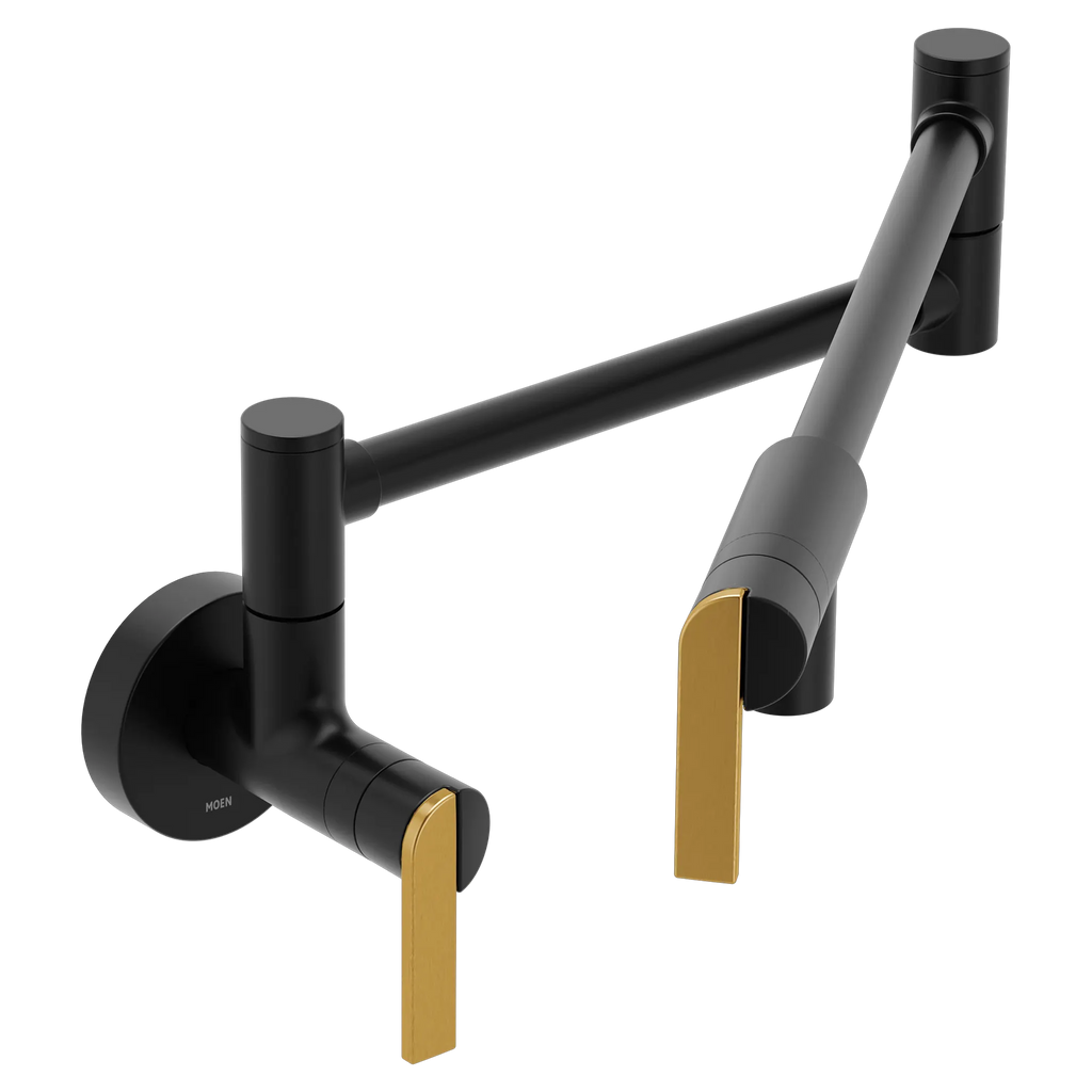 MOEN S6653BL Nio Modern Wall Mount Swing Arm Pot Filler - Matte Black