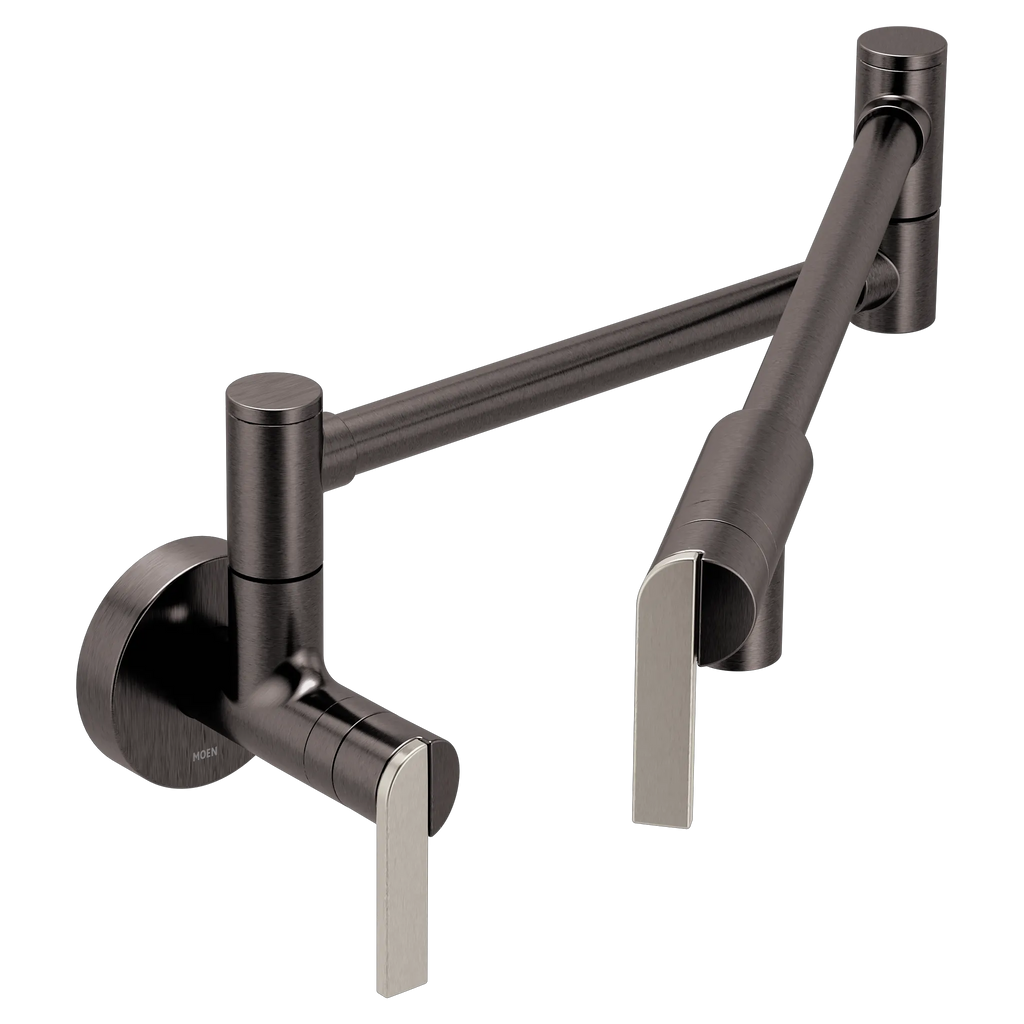 MOEN S6653BLS Modern Pot Filler Modern Wall Mount Swing Arm Pot Filler - Black Stainless