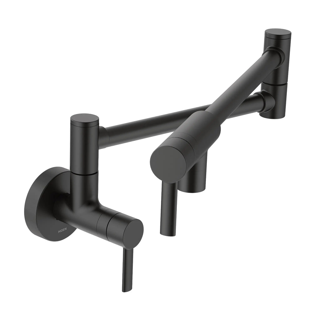 MOEN S665BL Modern Pot Filler Modern Wall Mount Swing Arm Pot Filler - Matte Black