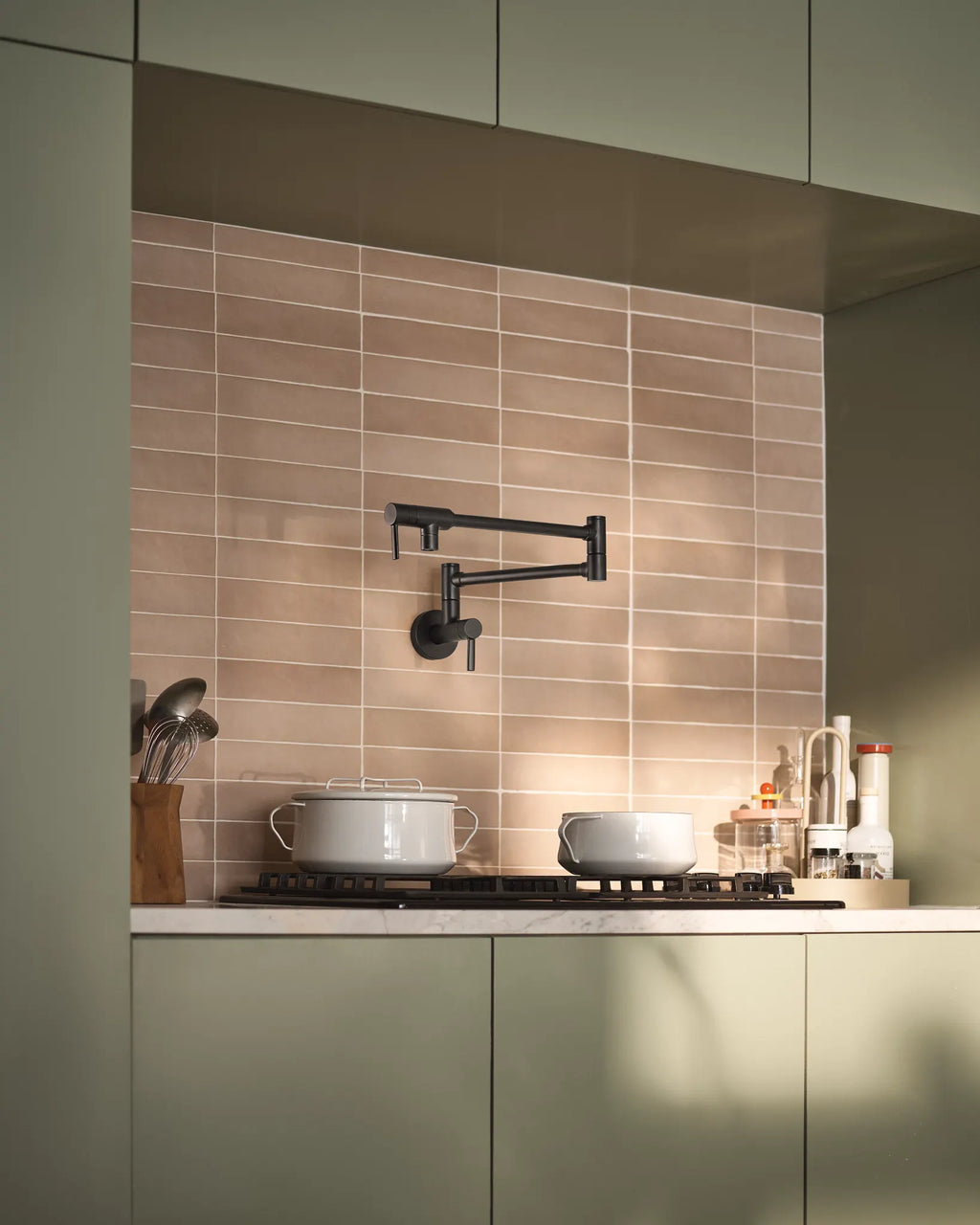 MOEN S665BL Modern Pot Filler Modern Wall Mount Swing Arm Pot Filler - Matte Black