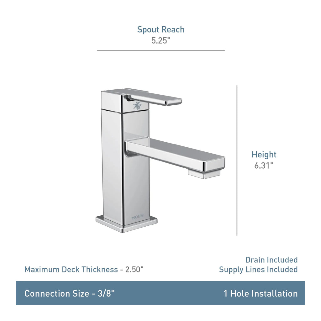 MOEN S6710 90 Degree One-Handle Bathroom Sink Faucet - Chrome