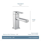 MOEN S6710 90 Degree One-Handle Bathroom Sink Faucet - Chrome
