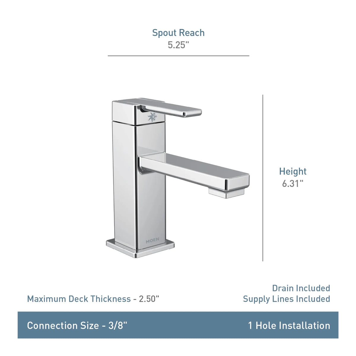 MOEN S6710 90 Degree One-Handle Bathroom Sink Faucet - Chrome