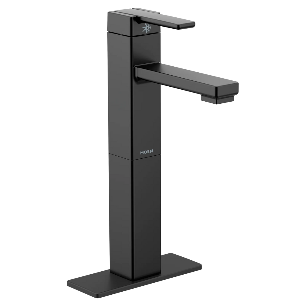 MOEN S6712BL 90 Degree One-Handle High Arc Vessel Bathroom Faucet - Matte Black