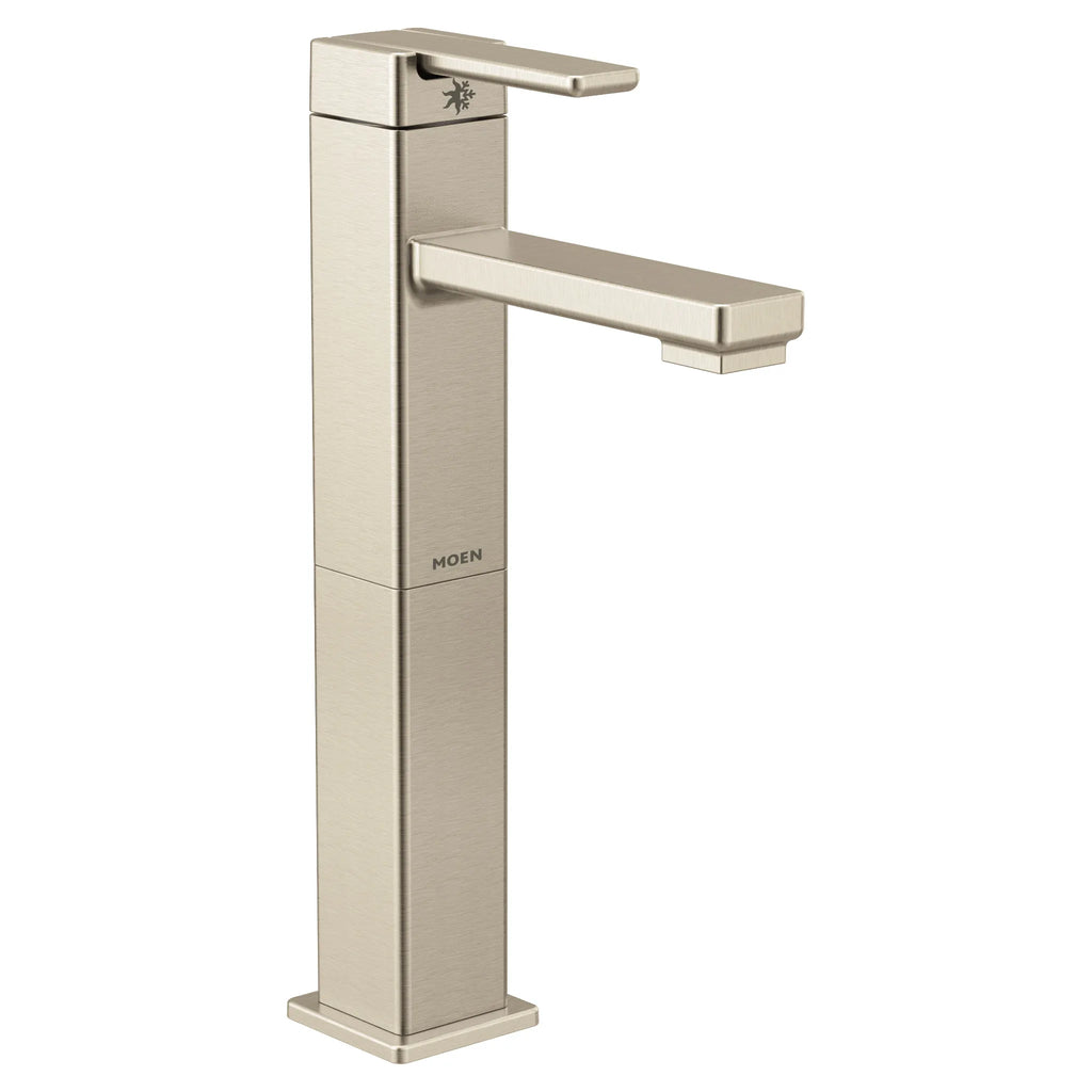 MOEN S6712BN 90 Degree One-Handle High Arc Vessel Bathroom Faucet - Brushed Nickel