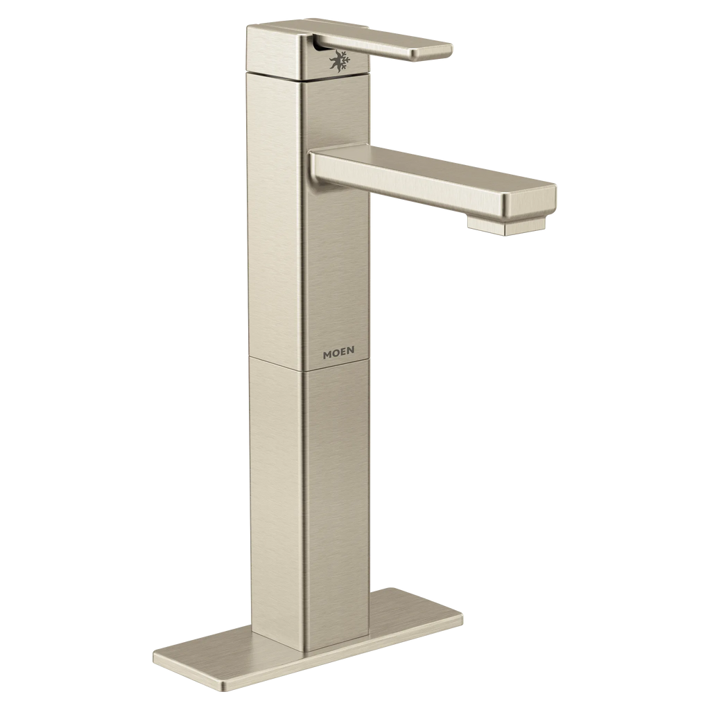 MOEN S6712BN 90 Degree One-Handle High Arc Vessel Bathroom Faucet - Brushed Nickel