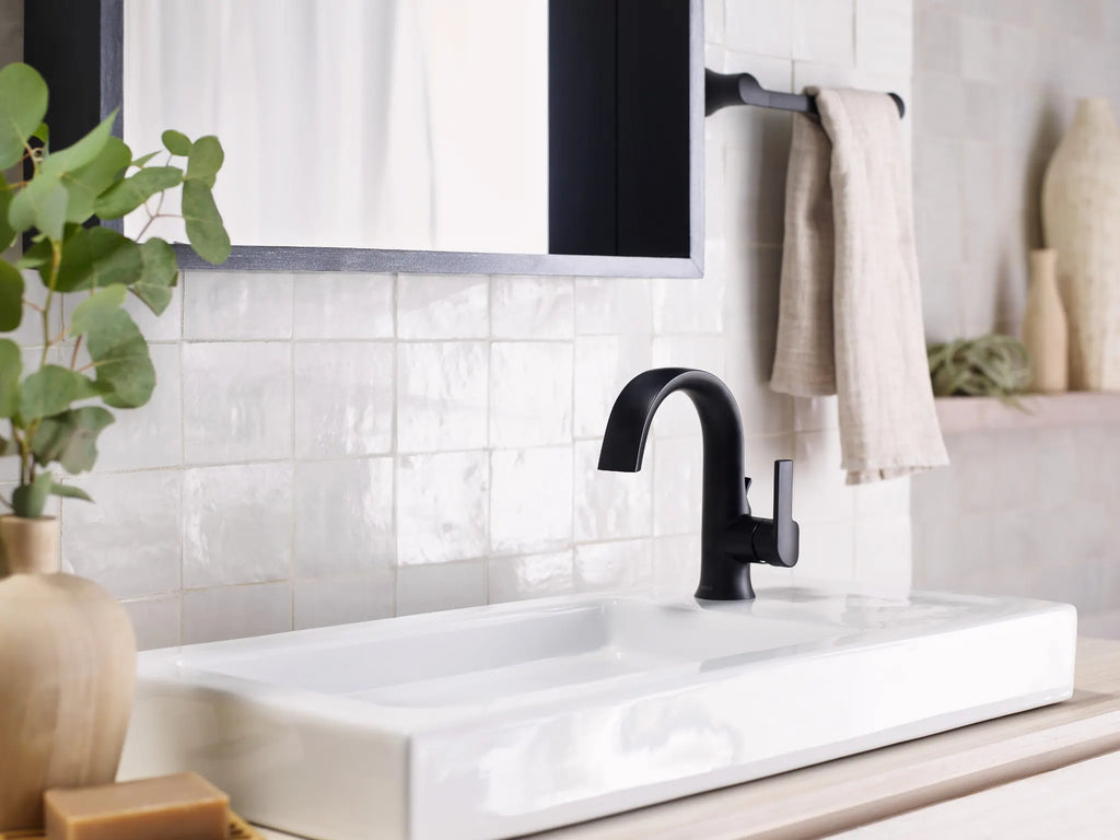 MOEN S6910BL Doux One-Handle Bathroom Sink Faucet - Matte Black