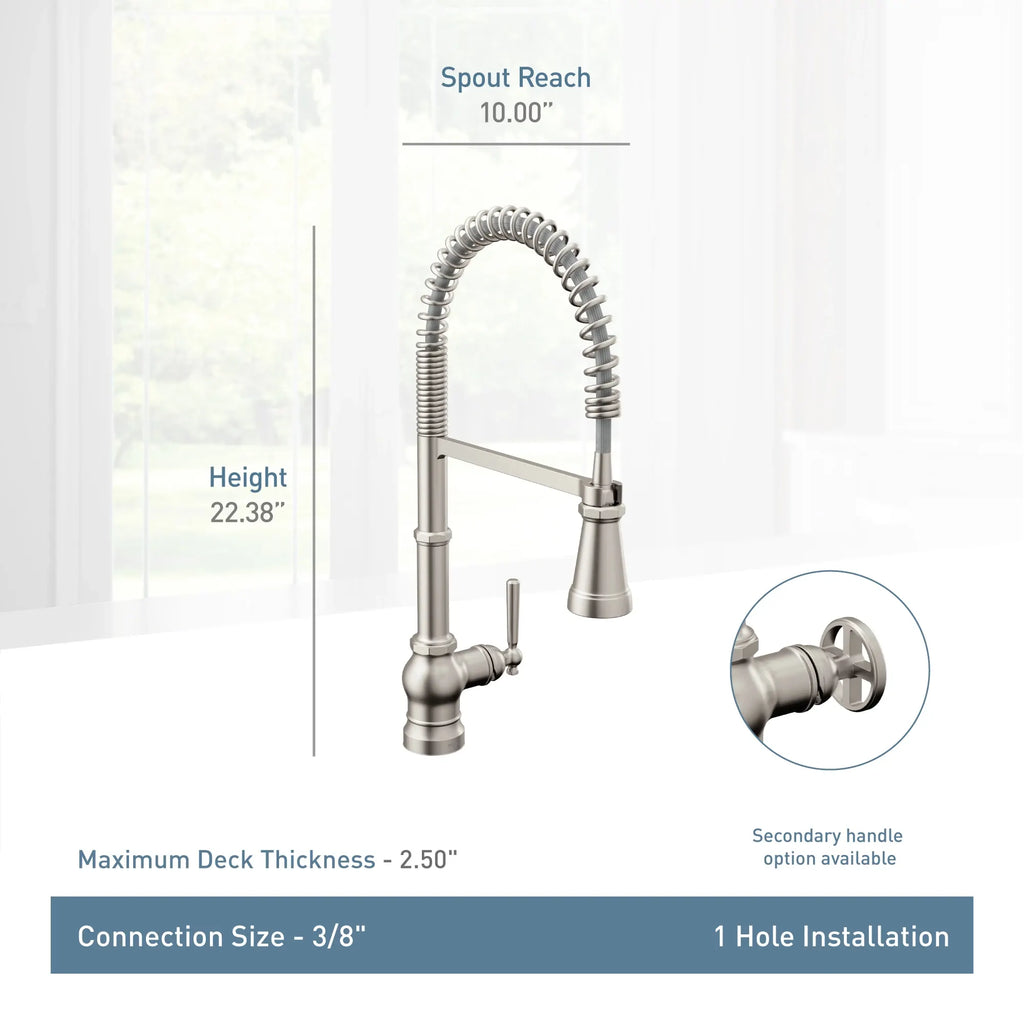 MOEN S72103 Paterson One-Handle Pre-Rinse Spring Pulldown Kitchen Faucet - Chrome
