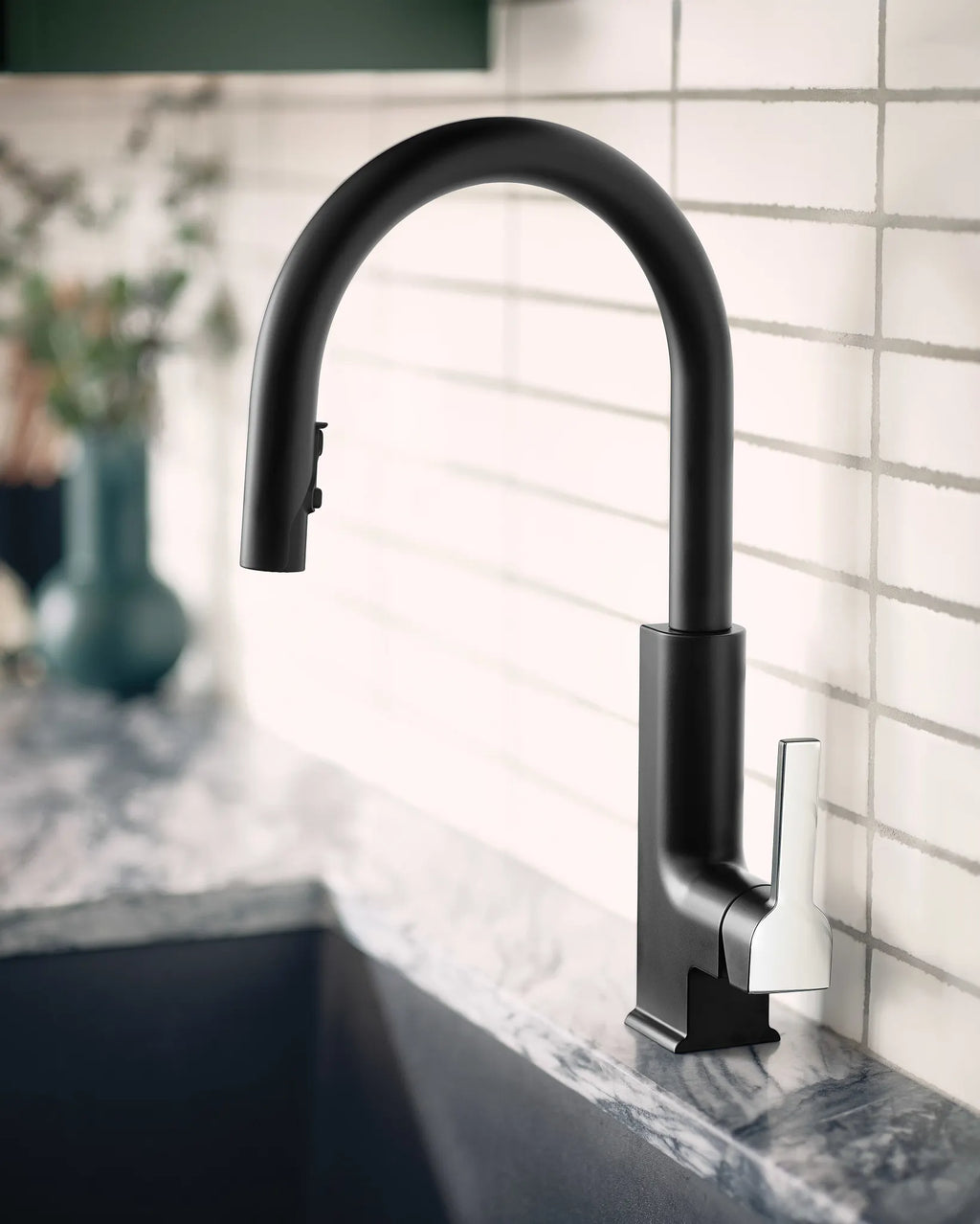 MOEN S72308BLC Sto One-Handle High Arc Pulldown Kitchen Faucet - Matte Black/Chrome