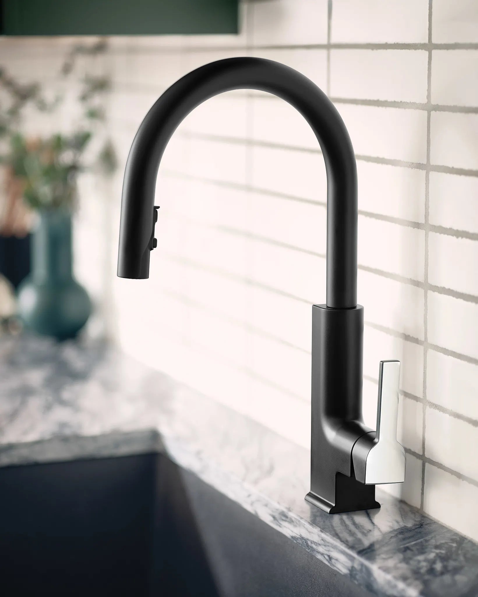 MOEN S72308BLC Sto One-Handle High Arc Pulldown Kitchen Faucet - Matte Black/Chrome