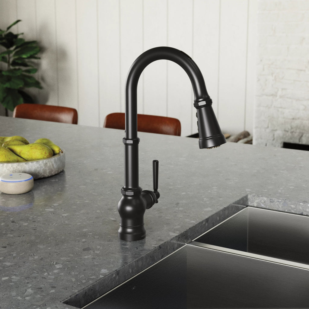 MOEN S73004EV2BL Weymouth Motion Control Smart Pulldown Touchless Kitchen Faucet - Matte Black
