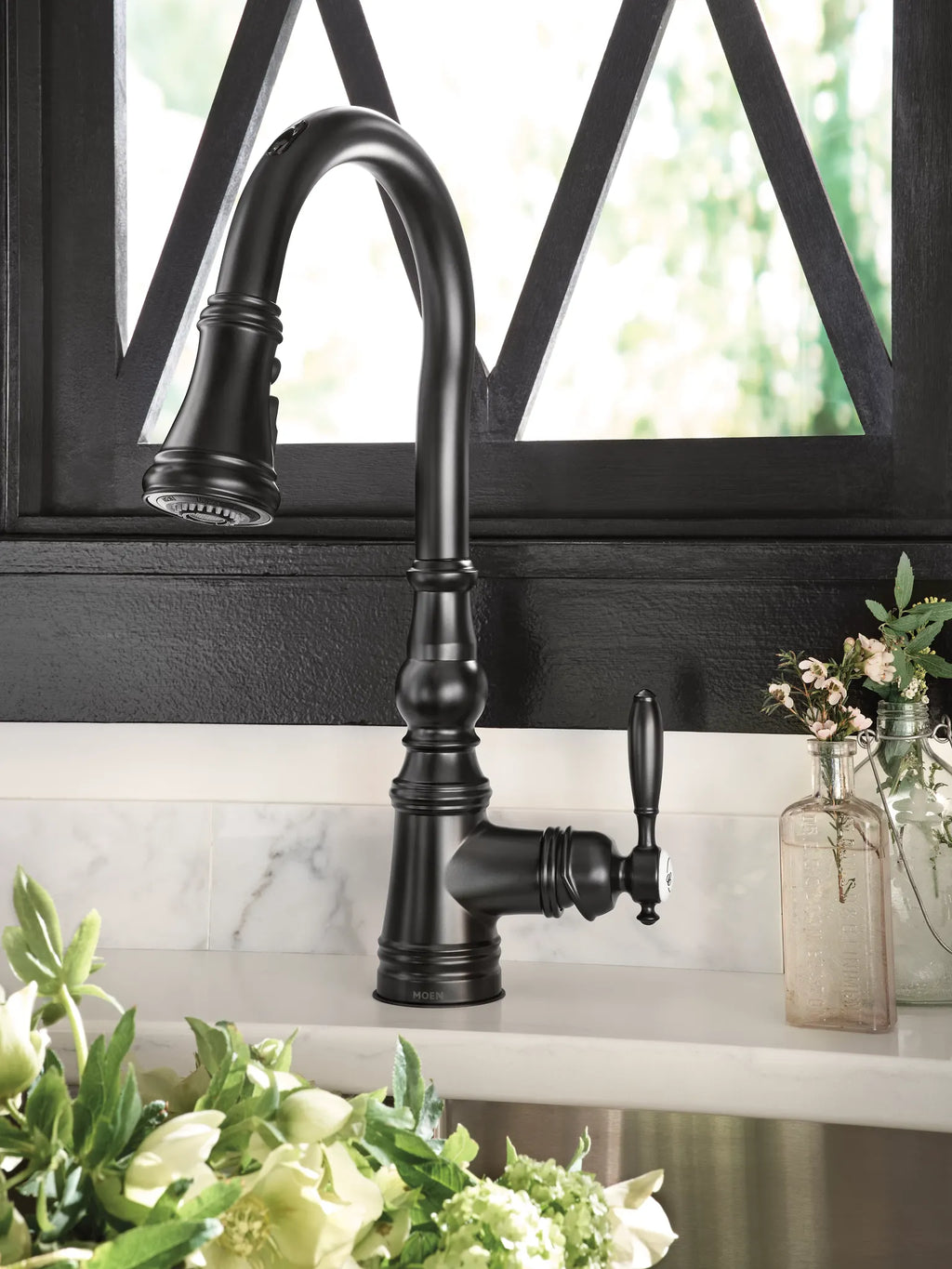 MOEN S73004EV2BL Weymouth Motion Control Smart Pulldown Touchless Kitchen Faucet - Matte Black