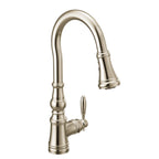 MOEN S73004NL Weymouth One-Handle High Arc Pulldown Kitchen Faucet - Polished Nickel