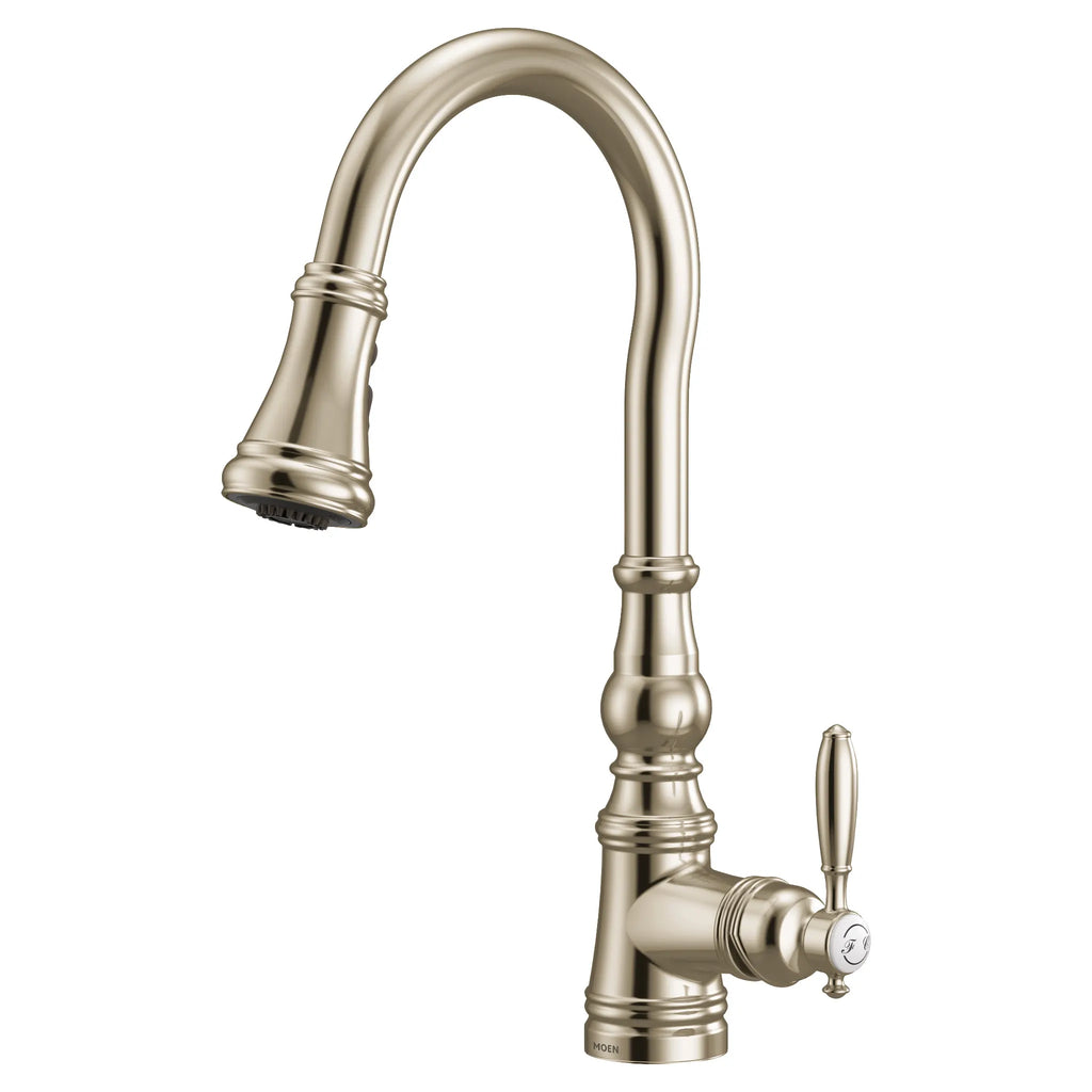 MOEN S73004NL Weymouth One-Handle High Arc Pulldown Kitchen Faucet - Polished Nickel