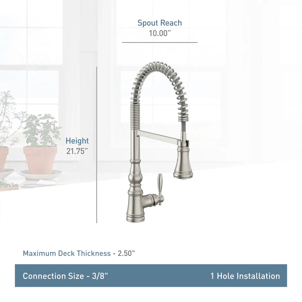 MOEN S73104BL Weymouth One-Handle Pre-Rinse Spring Pulldown Kitchen Faucet - Matte Black