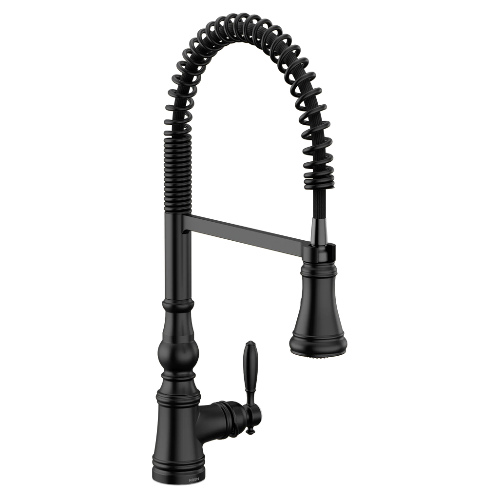 MOEN S73104BL Weymouth One-Handle Pre-Rinse Spring Pulldown Kitchen Faucet - Matte Black
