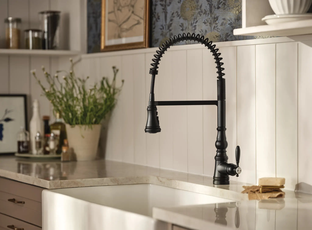 MOEN S73104BL Weymouth One-Handle Pre-Rinse Spring Pulldown Kitchen Faucet - Matte Black