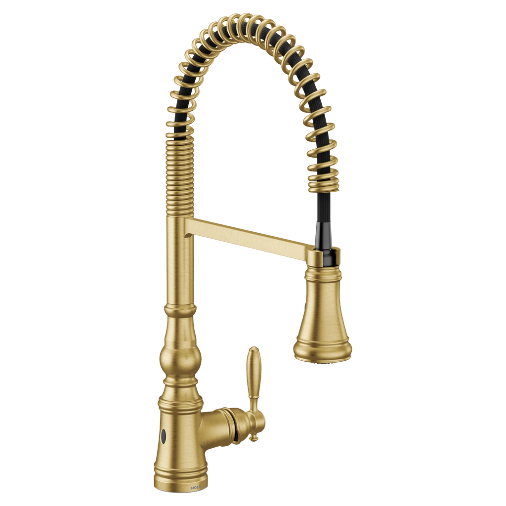 MOEN S73104EWBG Weymouth Motionsense Wave One-Handle Pre-Rinse Spring Touchless Kitchen Faucet - Brushed Gold