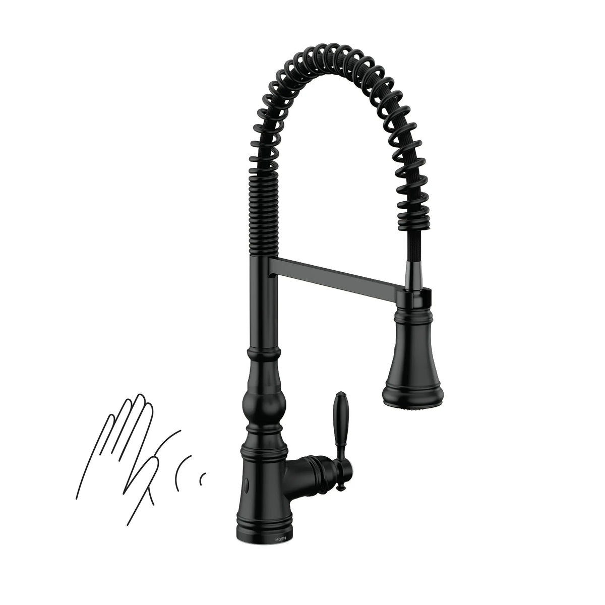MOEN S73104EWBL Weymouth Motionsense Wave One-Handle Pre-Rinse Spring Touchless Kitchen Faucet - Matte Black