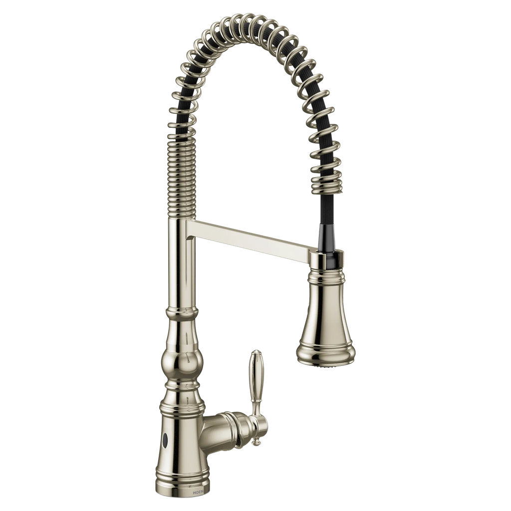 MOEN S73104EWNL Weymouth Motionsense Wave One-Handle Pre-Rinse Spring Touchless Kitchen Faucet - Polished Nickel