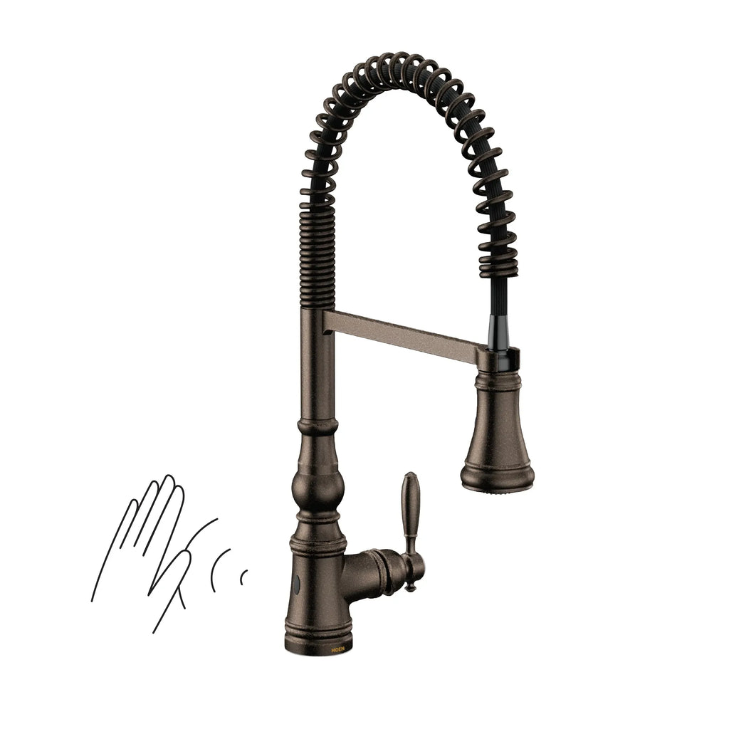 MOEN S73104EWORB Weymouth Motionsense Wave One-Handle Pre-Rinse Spring Touchless Kitchen Faucet - Oil Rubbed Bronze