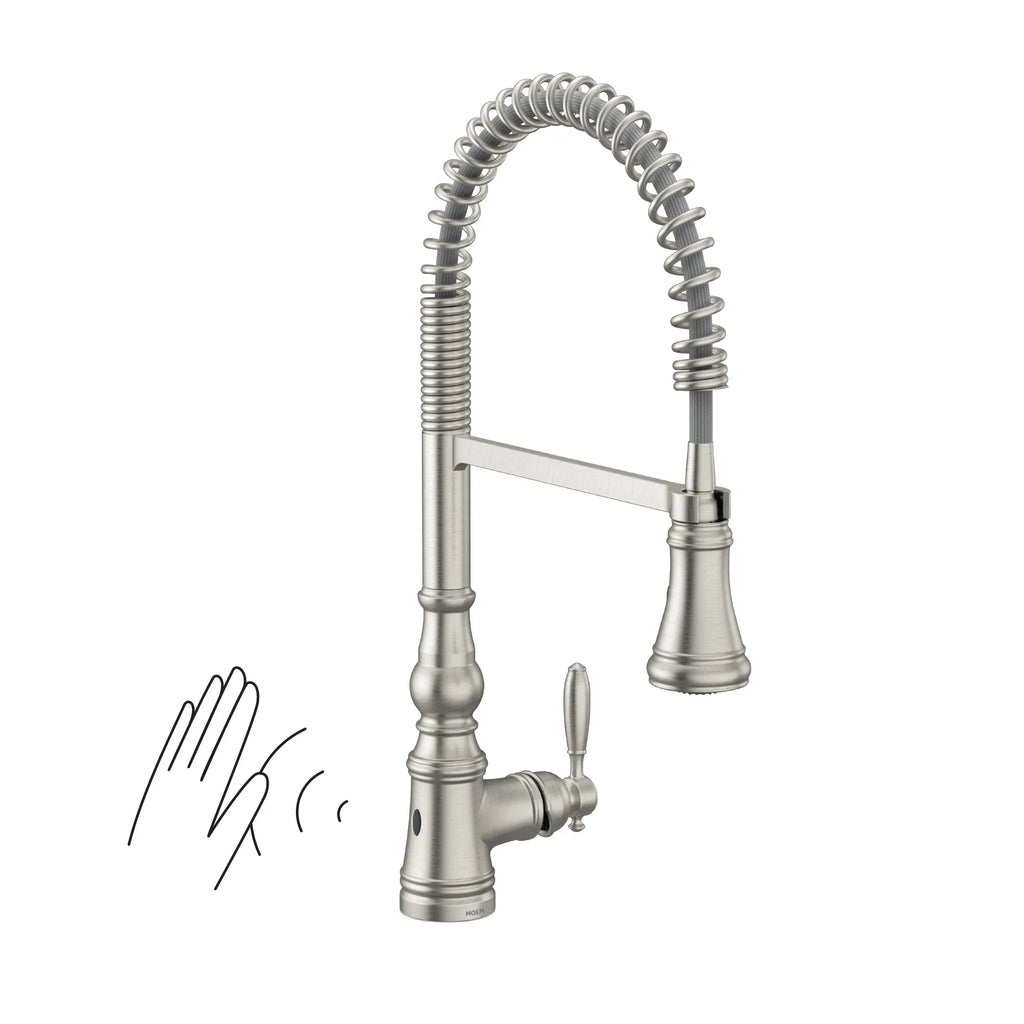 MOEN S73104EWSRS Weymouth Motionsense Wave One-Handle Pre-Rinse Spring Touchless Kitchen Faucet - Spot Resist Stainless