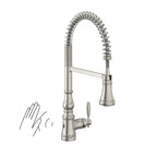 MOEN S73104EWSRS Weymouth Motionsense Wave One-Handle Pre-Rinse Spring Touchless Kitchen Faucet - Spot Resist Stainless