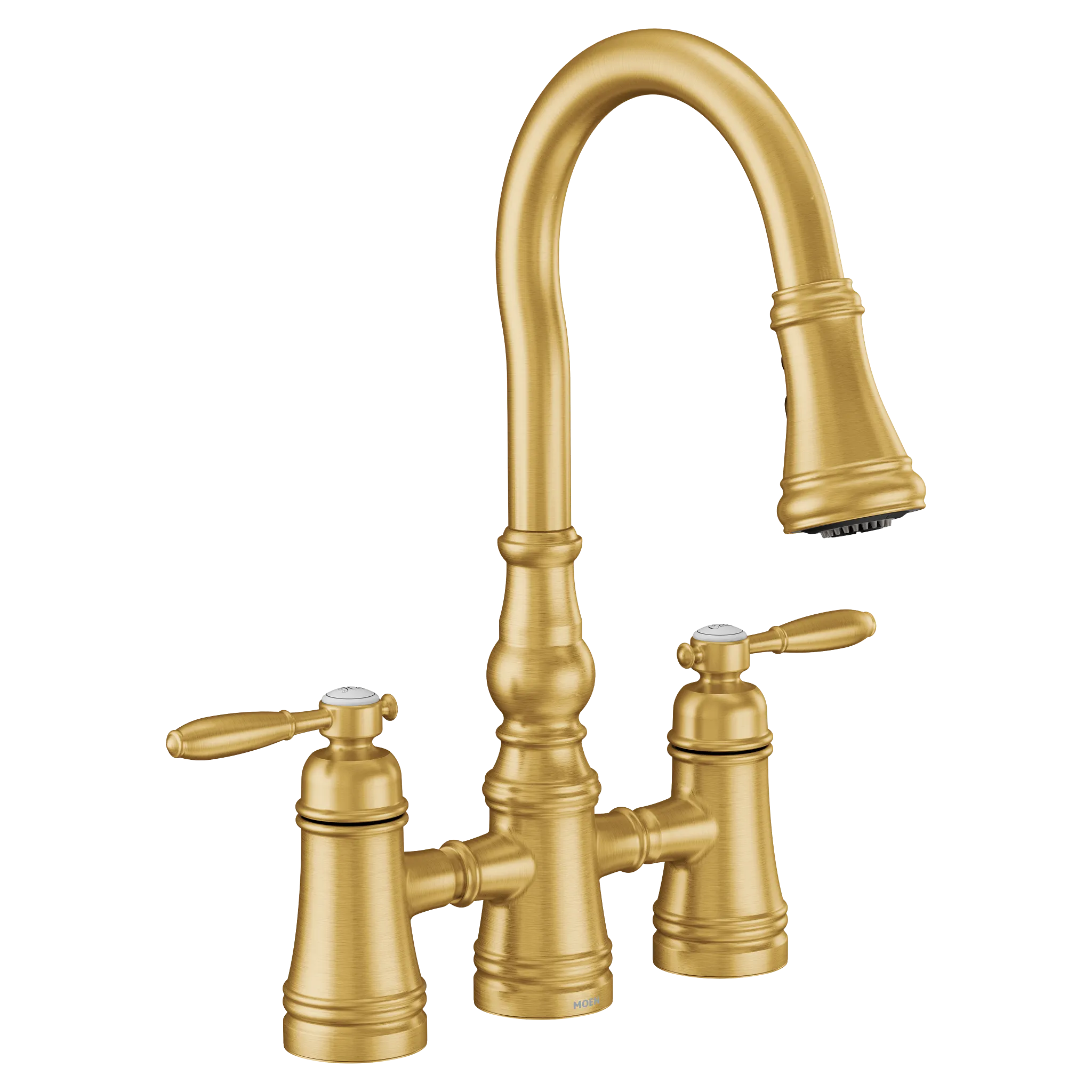 MOEN S73204BG Weymouth Two-Handle High Arc Pulldown Kitchen Faucet - Brushed Gold