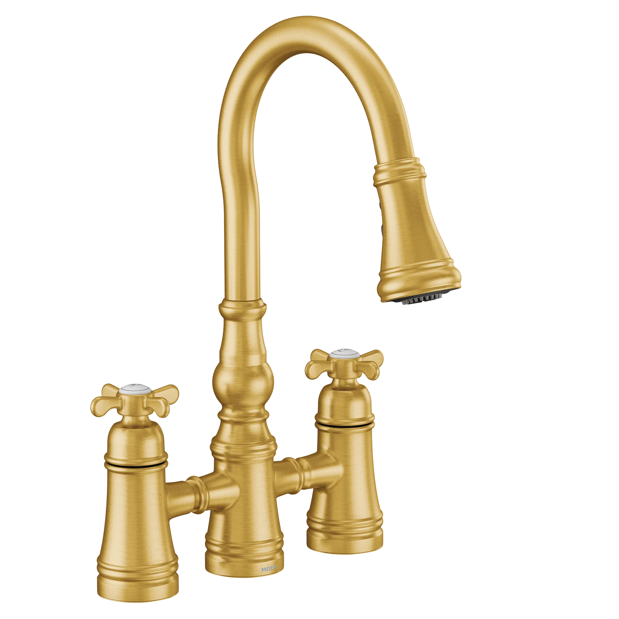 MOEN S73204BG Weymouth Two-Handle High Arc Pulldown Kitchen Faucet - Brushed Gold