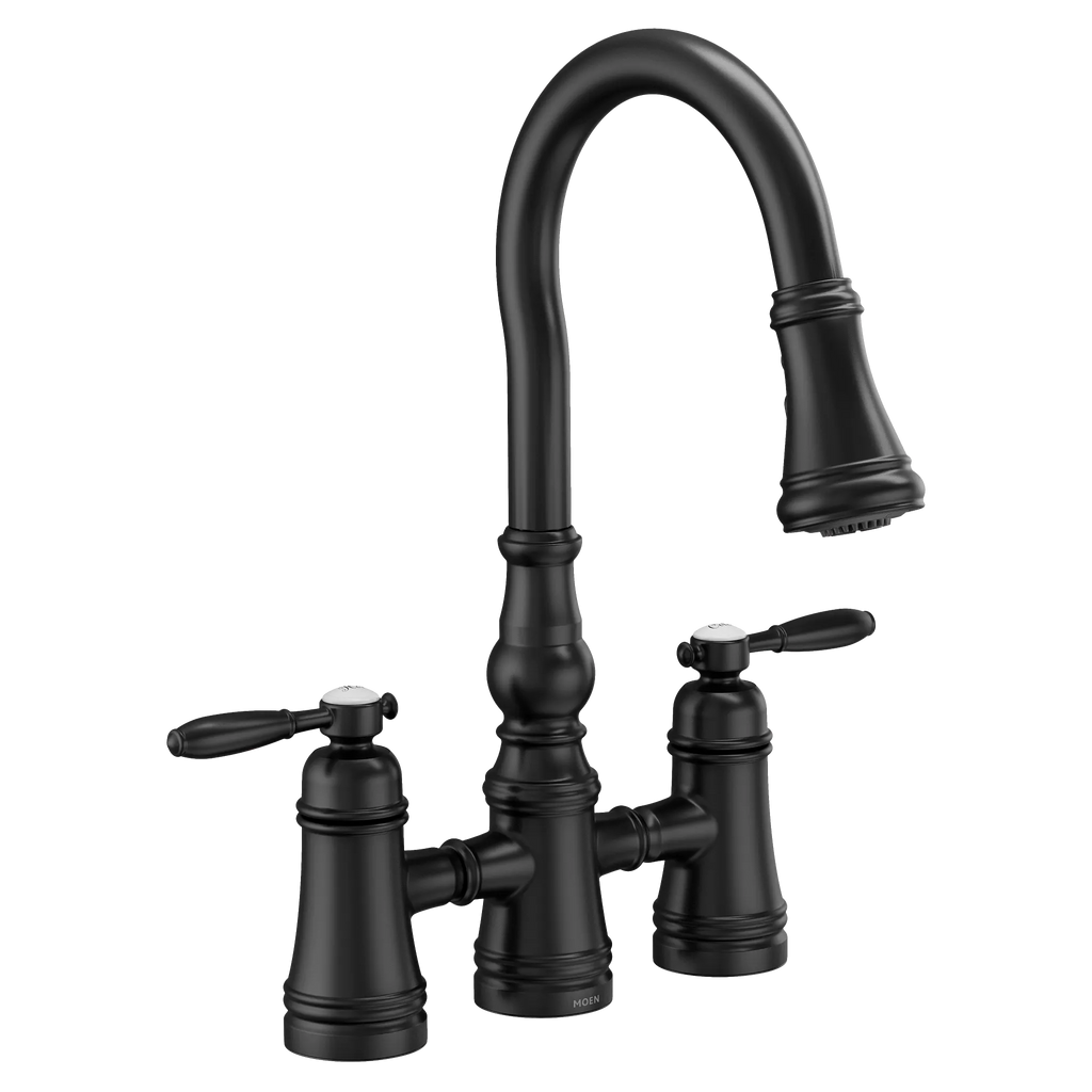 MOEN S73204BL Weymouth Two-Handle High Arc Pulldown Kitchen Faucet - Matte Black