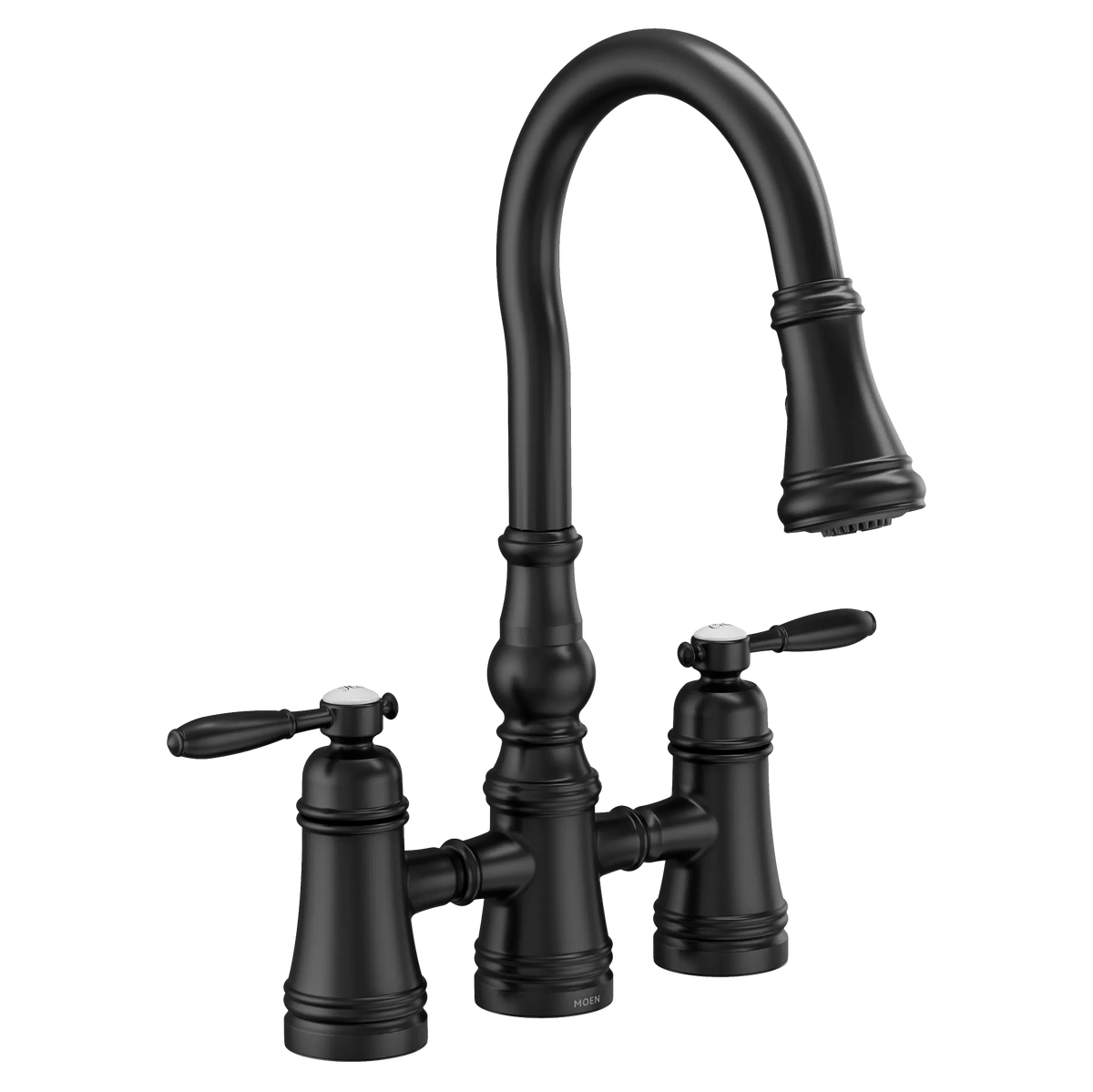 MOEN S73204BL Weymouth Two-Handle High Arc Pulldown Kitchen Faucet - Matte Black