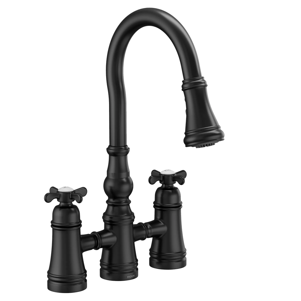MOEN S73204BL Weymouth Two-Handle High Arc Pulldown Kitchen Faucet - Matte Black