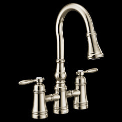 MOEN S73204NL Weymouth  Two-Handle Pulldown Kitchen Faucet In Polished Nickel