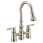 MOEN S73204NL Weymouth Two-Handle High Arc Pulldown Kitchen Faucet - Polished Nickel