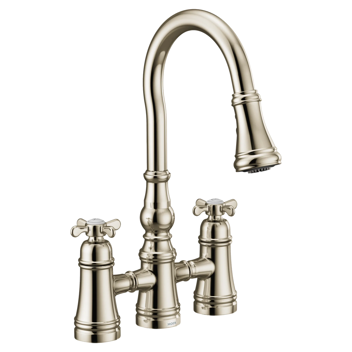MOEN S73204NL Weymouth Two-Handle High Arc Pulldown Kitchen Faucet - Polished Nickel