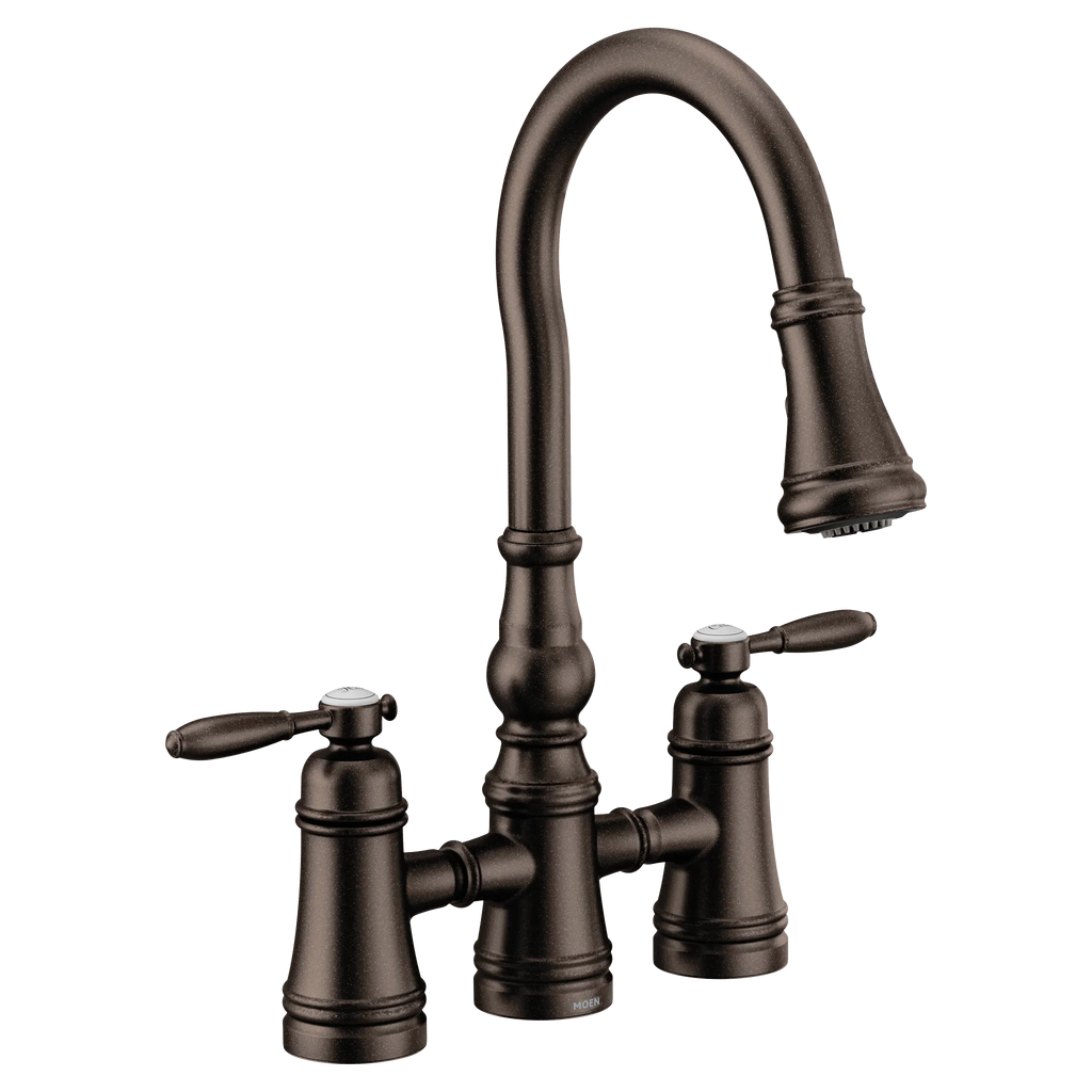 MOEN S73204ORB Weymouth Two-Handle High Arc Pulldown Kitchen Faucet - Oil Rubbed Bronze