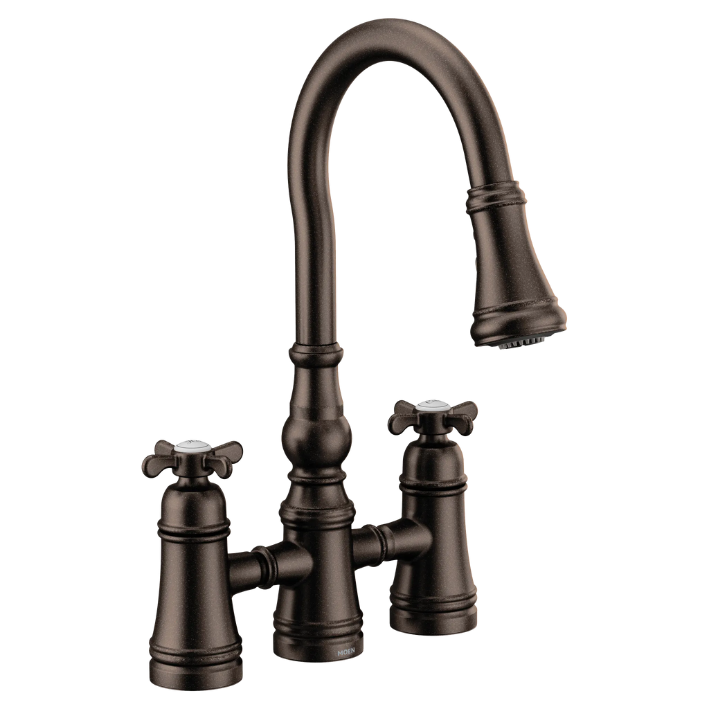 MOEN S73204ORB Weymouth Two-Handle High Arc Pulldown Kitchen Faucet - Oil Rubbed Bronze